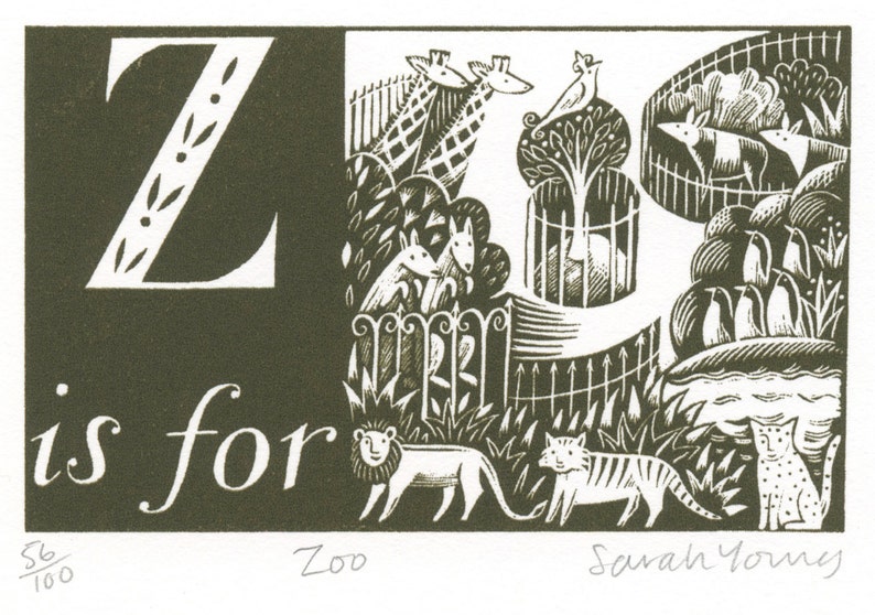 Z is for Zoo Alphabet Silkscreen Print image 1