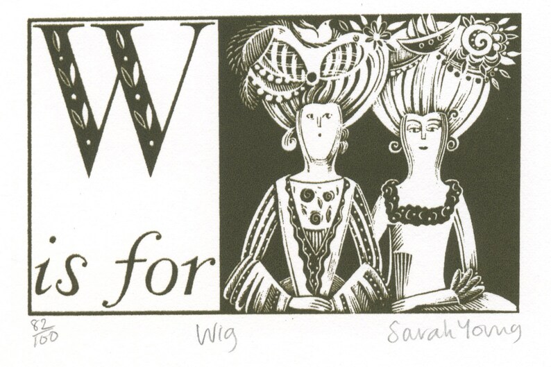W is for Wig Alphabet Silkscreen Print Etsy