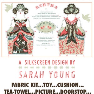 Bertha Tea Towel / Cloth Kit A silkscreen design by Sarah Young imagem 3