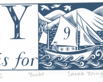 Y ist für Yacht - Alphabet Silkscreen Print
