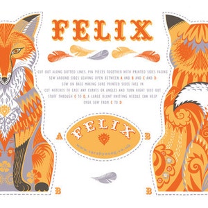 Felix the Fox Teatowel or DIY kit by Sarah Young image 2