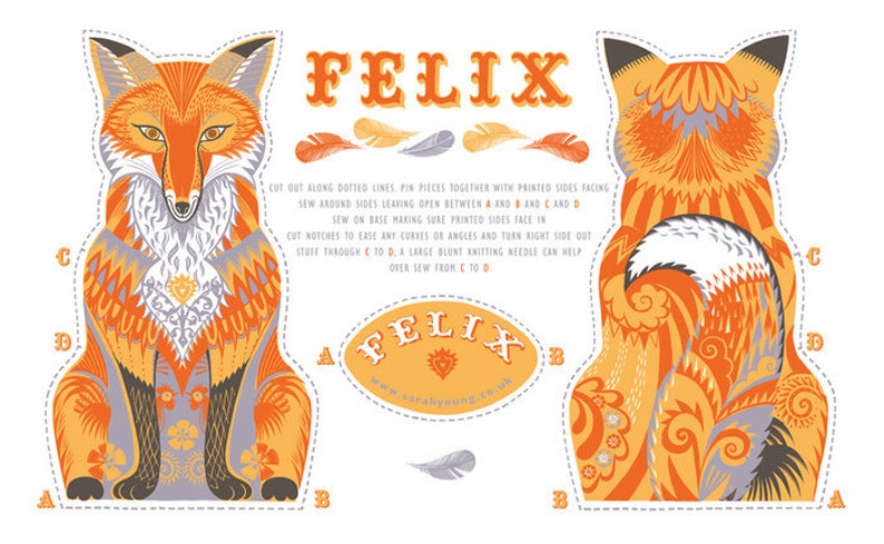 Felix the Fox Teatowel or DIY kit by Sarah Young image 2