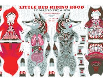 Little Red Riding Hood Tea Towel / DIY kit  - A silkscreen design by Sarah Young