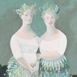 Dryad I & Dryad II  -  Print of a painting of two wood nymphs