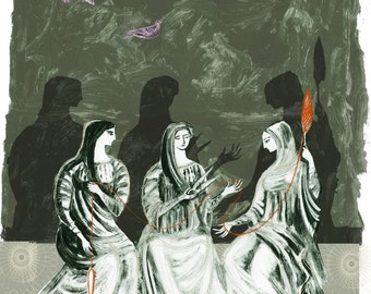 The Three Moirai - Print of an illustration by Sarah Young