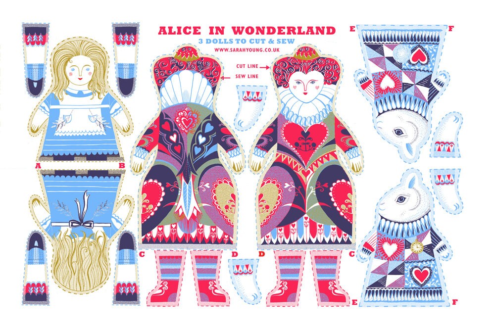 Kit de paño de cocina/paño de Alicia en el País de las Maravillas: un diseño serigrafiado de Sarah Young