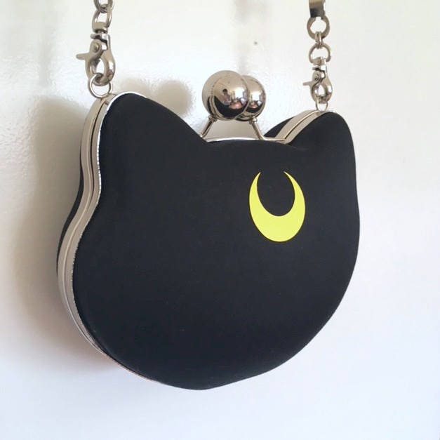 Black Sateen Sailor Moon Luna Inspired Minaudière Clutch With - Etsy