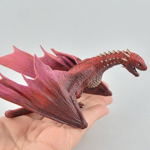 Realistic Baby Dragon Replica - Red and Pink Dragon - IN STOCK and Ready to Ship