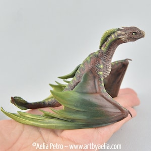 Realistic Baby Dragon Replica - Earthy Brown and Green - IN STOCK and Ready to Ship