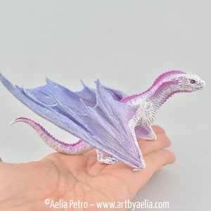 Realistic Baby Dragon Replica - White Pink and Purple Dragon - PRE ORDER Shipping in 6-10 Weeks