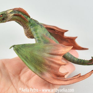 Realistic Baby Dragon Replica - Green and Bronze - IN STOCK and Ready to Ship