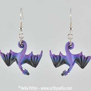 Hanging Dragon Earrings - Galaxy Dragons - IN STOCK and Ready to Ship