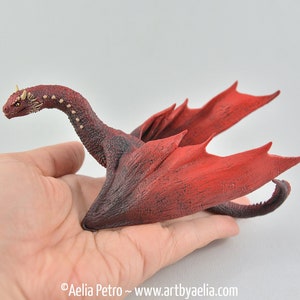 Realistic Baby Dragon Replica - Red Wyrm Dragon - IN STOCK and Ready to Ship