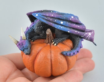 Realistic Pumpkin Dragon Sculpture Resin Designer Toy - Galaxy Dragon - IN STOCK and Ready to Ship