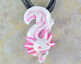 Albino Axolotl Necklace - Unique Gift for the Animal Lover - IN STOCK and Ready to Ship