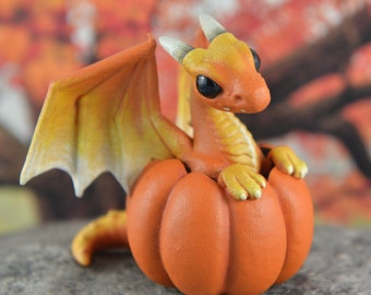 Pumpkin Dragon Sculpture Resin Designer Toy - Candy Corn Dragon - PRE ORDER Shipping in 6-10 Weeks