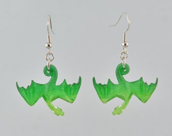 Hanging Dragon Earrings - Green Sea Glass Inspired Earrings - IN STOCK and Ready to Ship