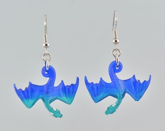 Hanging Dragon Earrings - Blue Sea Glass Inspired Earrings - IN STOCK and Ready to Ship