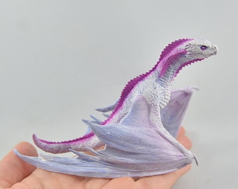 Realistic Baby Dragon Replica - Gentle White Pink and Purple Dragon - IN STOCK and Ready to Ship