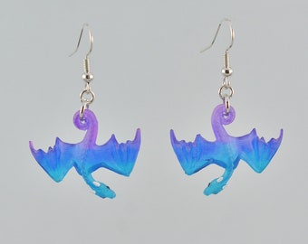 Hanging Dragon Earrings - Blue and Purple Sea Glass Inspired Earrings - IN STOCK and Ready to Ship