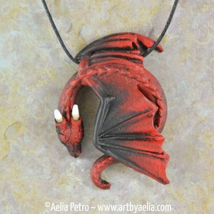 Resting Dragon Necklace - Fire Elemental Dragon - IN STOCK and Ready to Ship