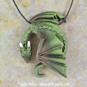 Resting Dragon Necklace - Earth Elemental Dragon - IN STOCK and Ready to Ship