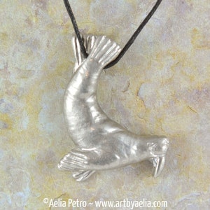 Pewter Diving Walrus Necklace - PRE ORDER Shipping in  2-6 Weeks
