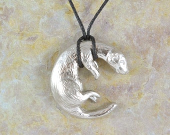 Pewter Ferret Necklace - IN STOCK and Ready to Ship - Great Gift for the Pet Parent and Nature Lover