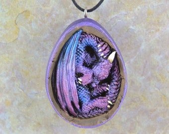 Dragon Egg Necklace - Purple Aurora Borealis Dragon Necklace - IN STOCK and Ready to Ship