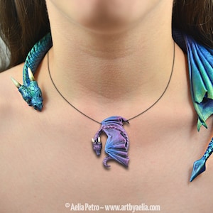 COMBO - Dragon Draper Necklace & Resting Dragon Necklace in your Choice of Colours - Custom Made PRE-ORDER Shipping in 2-4 Weeks