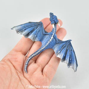 Realistic Baby Blue and Silver House Dragon Hair Clip - IN STOCK and Ready to Ship