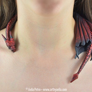 Black and Red Dragon Draper Necklace - PRE ORDER Shipping in 2-4 Weeks