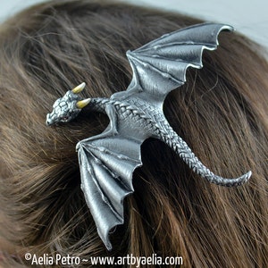 Dragon Hair Clip in Antique Silver - Great Gift for the Dragon Obsessed - PRE-ORDER Shipping in 2-4 Weeks