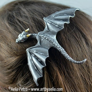 Dragon Hair Clip in Antique Silver - Great Gift for the Dragon Obsessed - In Stock and Ready to Ship