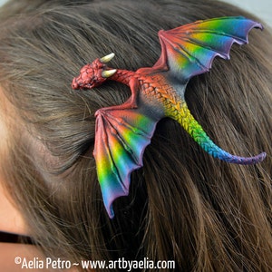 Realistic Baby Rainbow Dragon Hair Clip - IN STOCK and Ready to Ship