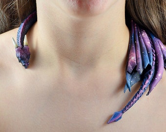 Galaxy Dragon Draper Necklace - Starry Dragon - IN STOCK and Ready to Ship