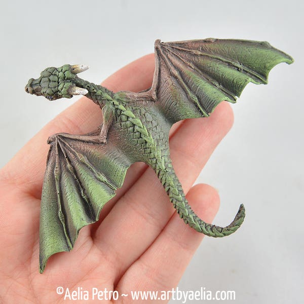 Dragon Barrette - Earth Elemental Dragon - Green and Brown Earthy Dragon - IN STOCK and Ready to Ship
