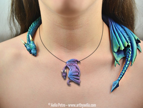 COMBO Draper Necklace & Resting Dragon Necklace in - Etsy