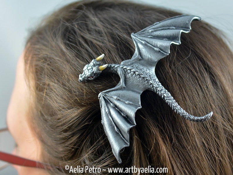 Blue Dragon Hair Pin - Metal - wide 8