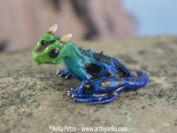 Green And Blue Poison Dart Frog Dragon Sculpture In Stock Etsy