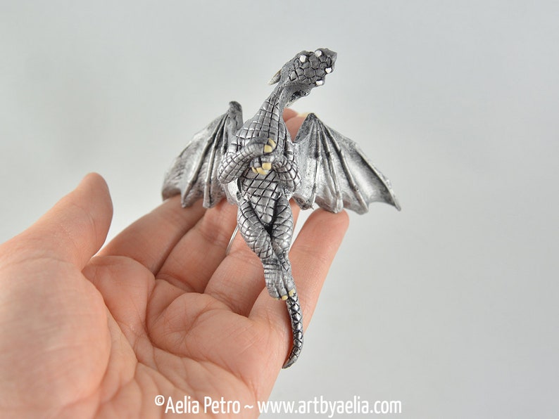Flying Dragon Ornament Antique Silver Dragon with Optional Ornament Upgrade PRE-ORDER