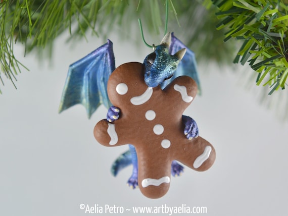 Gingerbread Dragon Ornament - Aurora Borealis Dragon - PRE ORDER Shipping in 2-4 Weeks