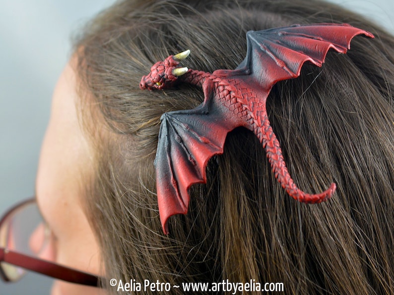 Custom Made Realistic Baby Dragon Hair Clip in Your Choice of Colour PRE-ORDER image 1