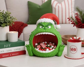 Grinch snoepkom – 3D-geprinte feestelijke snoepkom (kerstmuts)