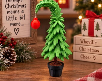Whimsical 3D Printed Christmas Tree – Grinch-Inspired Holiday Decor with Ornament