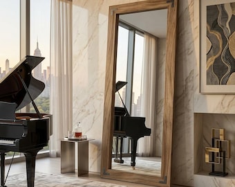 Full Length Floor Mirror  Wooden Frame Dressing Mirror for Home