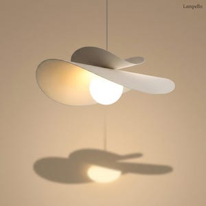 Nordic Sculptural Pendant Light | White Iron Hanging Lamp, Japanese Style Ceiling Fixture