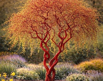 Scarlet Curly Willow Cuttings Red Corkscrew Fast Growing Tree,