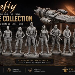 Firefly Crew & Serenity Ship – 100mm Resin 3D Printed Miniatures (Unpainted)