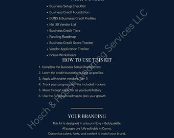 Boss Woman Business Credit Kit – LLC Setup System. Non- Editable (Instant Download)
